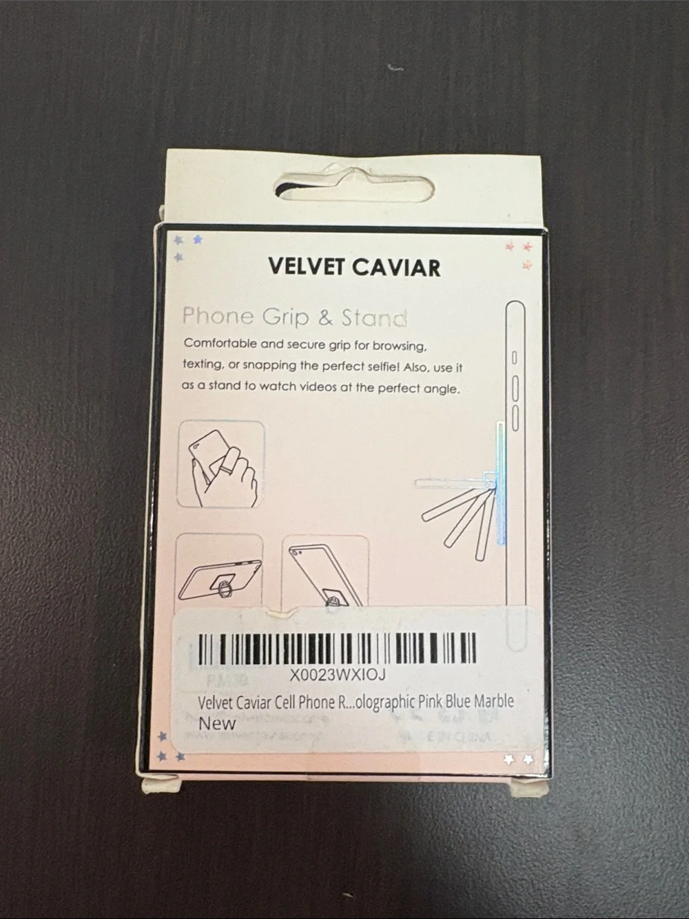 Velvet Caviar Blue Marble Phone Grip Ring & Stand
